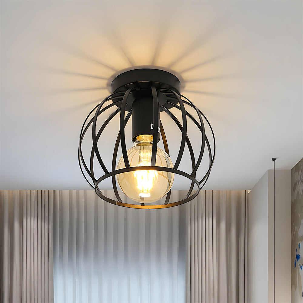 Metal Cage Ceiling Lampshade Black Ceiling Lights for Hallway