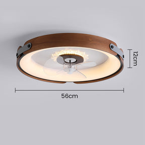 Wood Simple Round Ceiling Fan With LED Lighting
