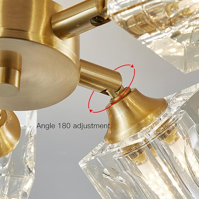 Crystal Semi Flush Mount Bedroom Gold Ceiling Lights