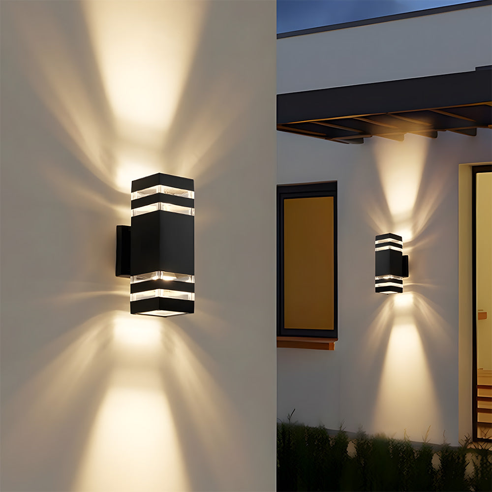 Contemporary IP65 Black Vertical Acrylic Outdoor Wall Lights for Garden Entryway