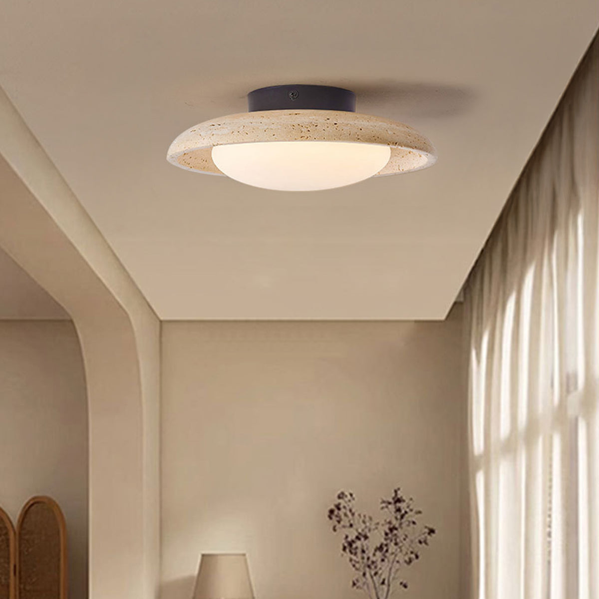 Wabi-Sabi Travertine Semi Flush Ceiling Lights For Hallway