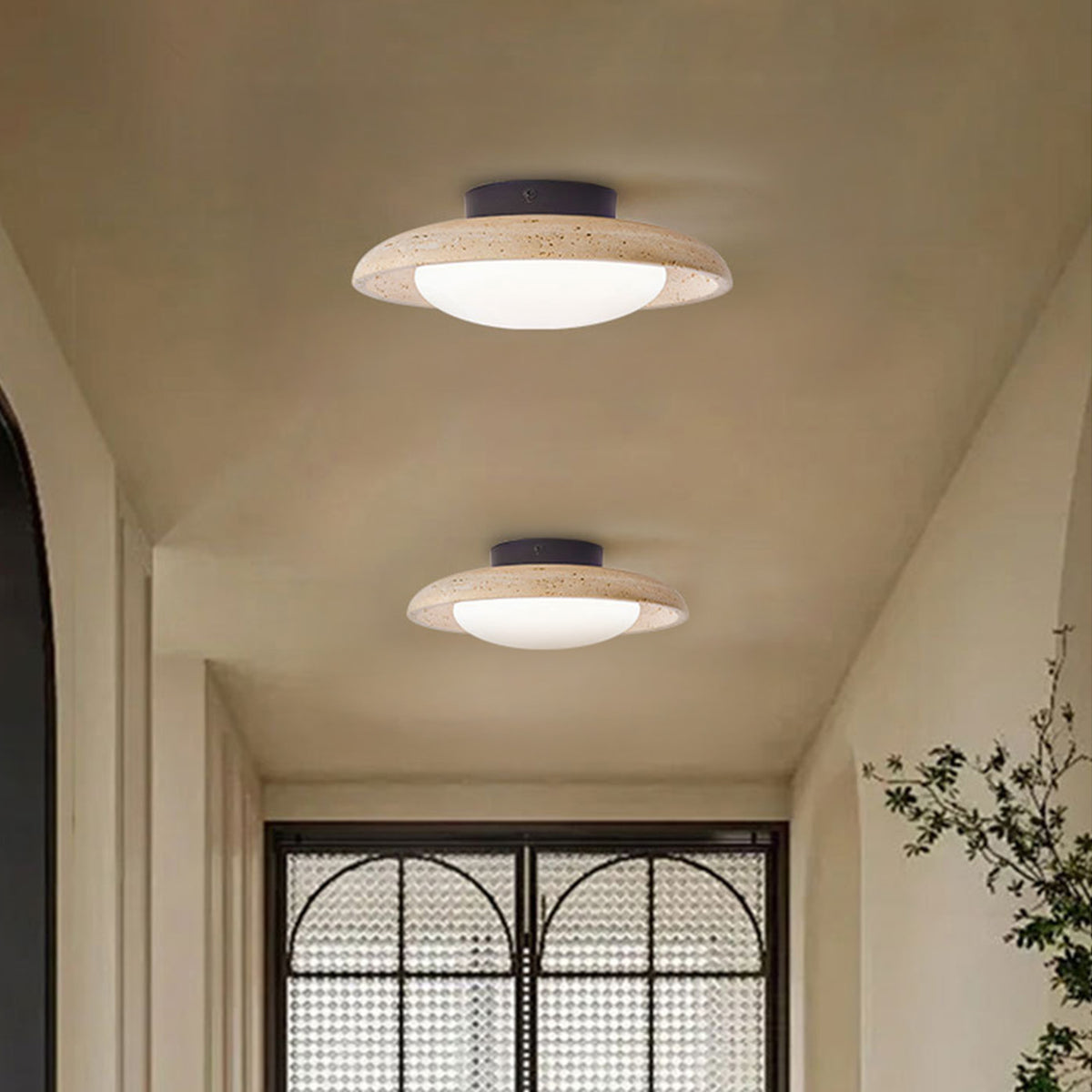 Wabi-Sabi Travertine Semi Flush Ceiling Lights For Hallway