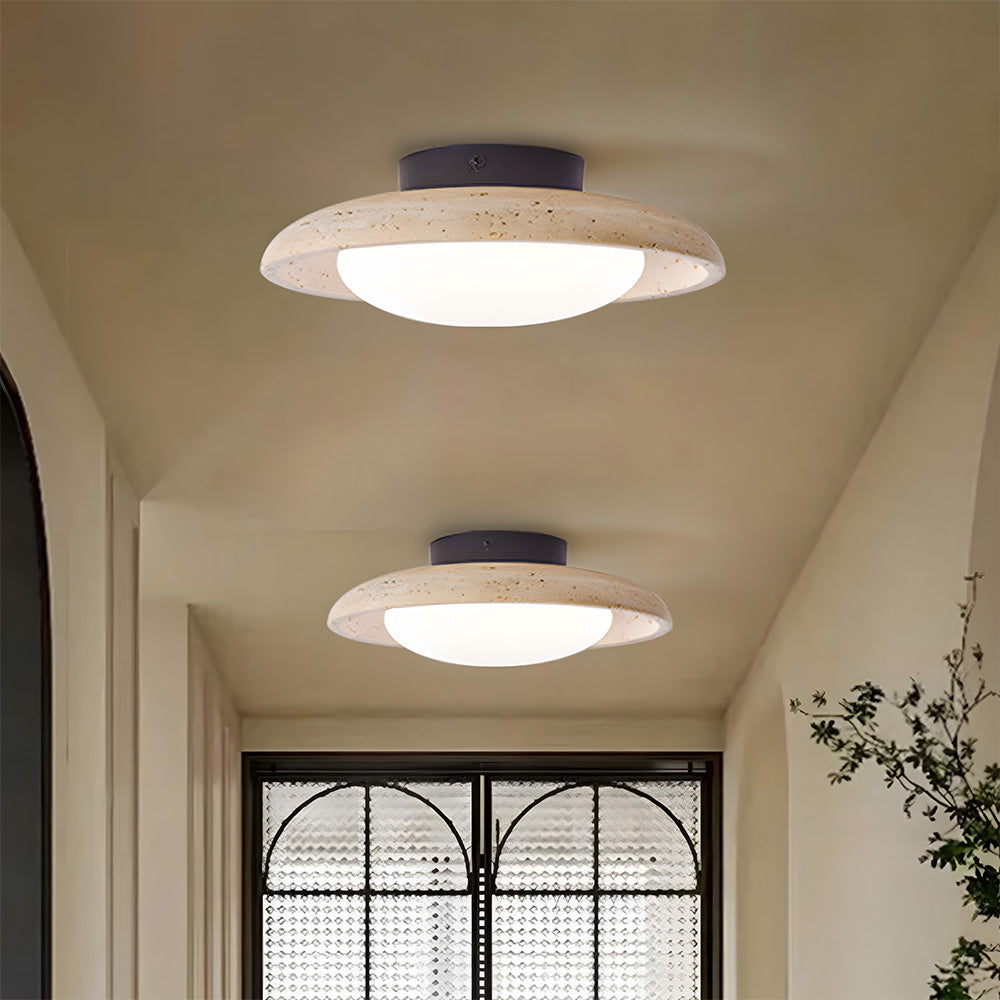 Wabi-Sabi Travertine Semi Flush Ceiling Lights For Hallway