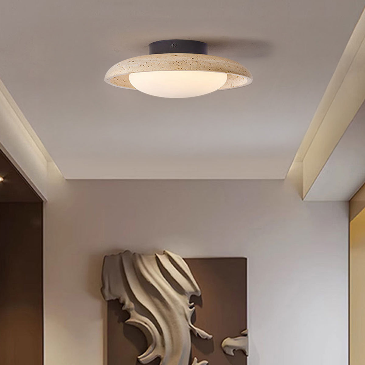 Wabi-Sabi Travertine Semi Flush Ceiling Lights For Hallway