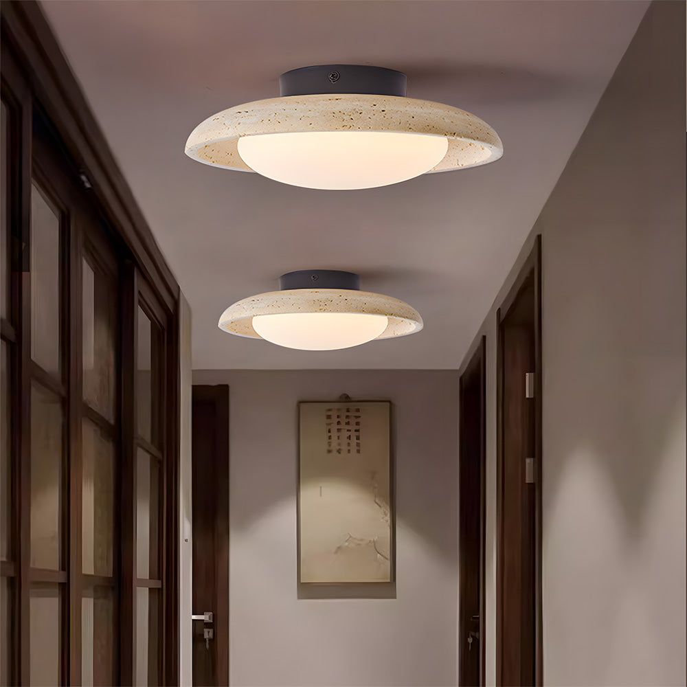 Wabi-Sabi Travertine Semi Flush Ceiling Lights For Hallway