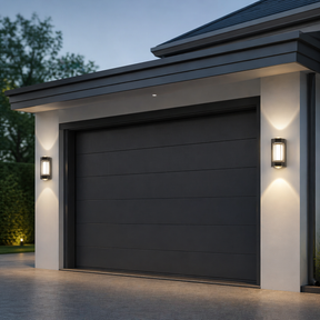Set of 2 Modern Black LED Up & Down Outdoor Wall Lights