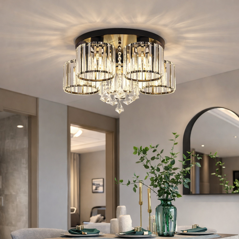 Modern Ceiling Light Fixture Hallway Metal & Glass Design - Image 48