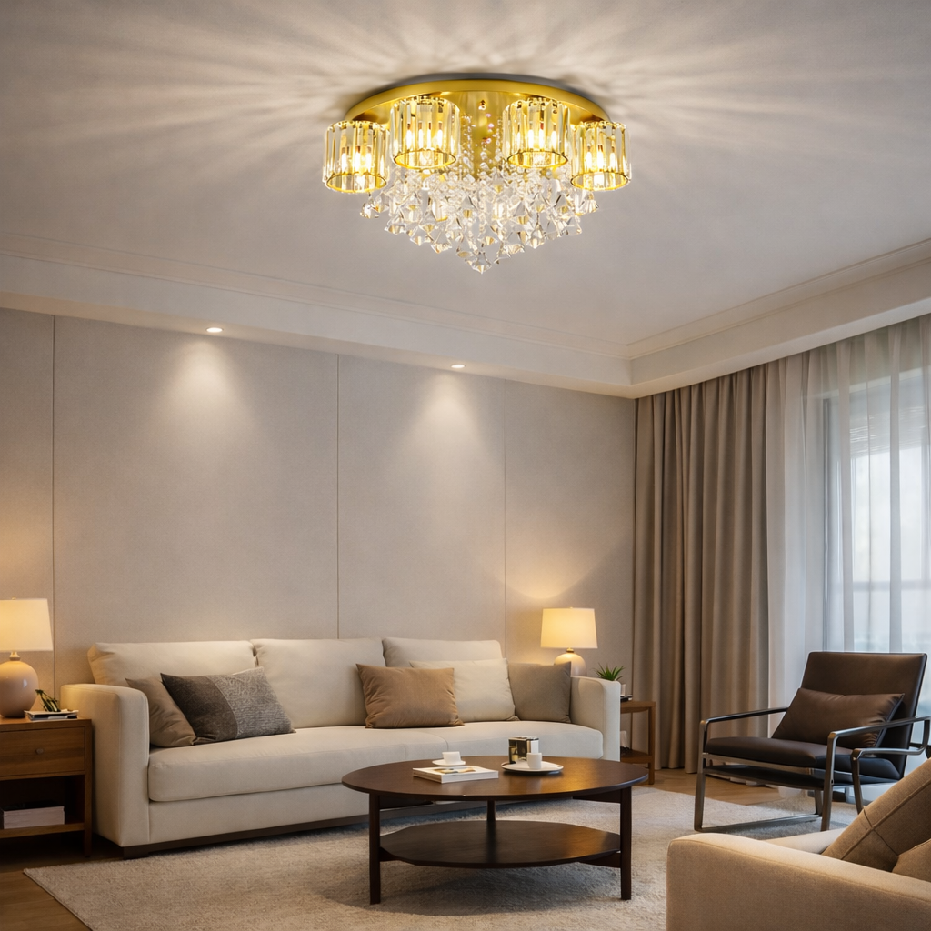 Contemporary Crystal Flush Mount Ceiling Lights