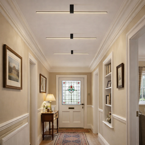 Modern Minimalist Aluminium LED Linear Semi Flush Mount Ceiling Light for Living Room Bedroom Hallway