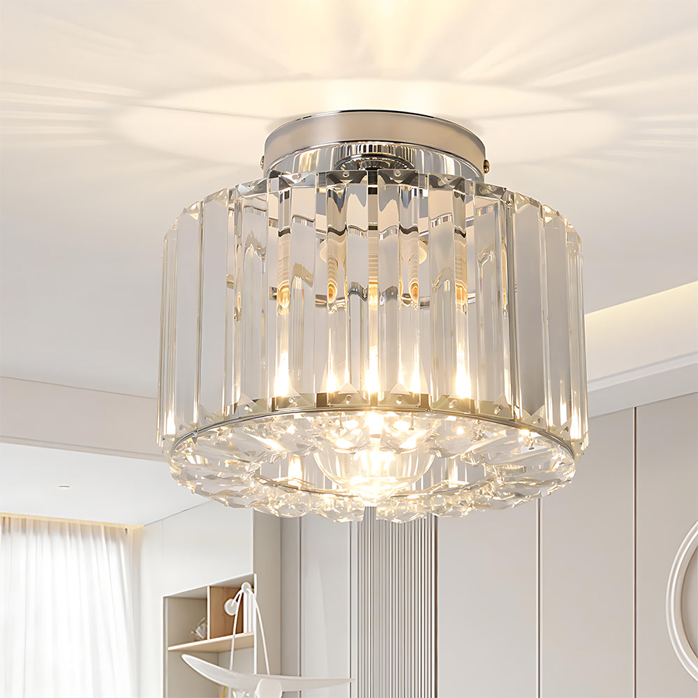 Modern Crystals Semi Flush Mount Ceiling Light for Hallway