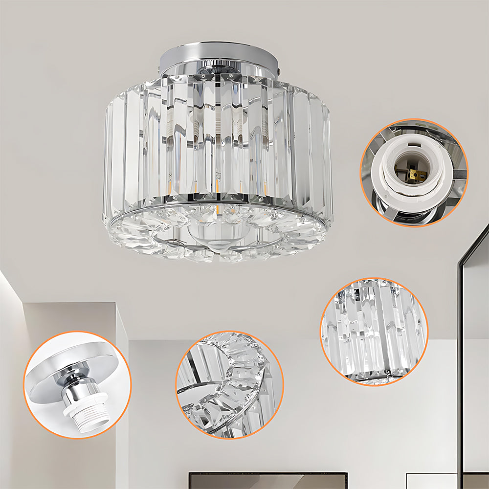Modern Crystals Semi Flush Mount Ceiling Light for Hallway