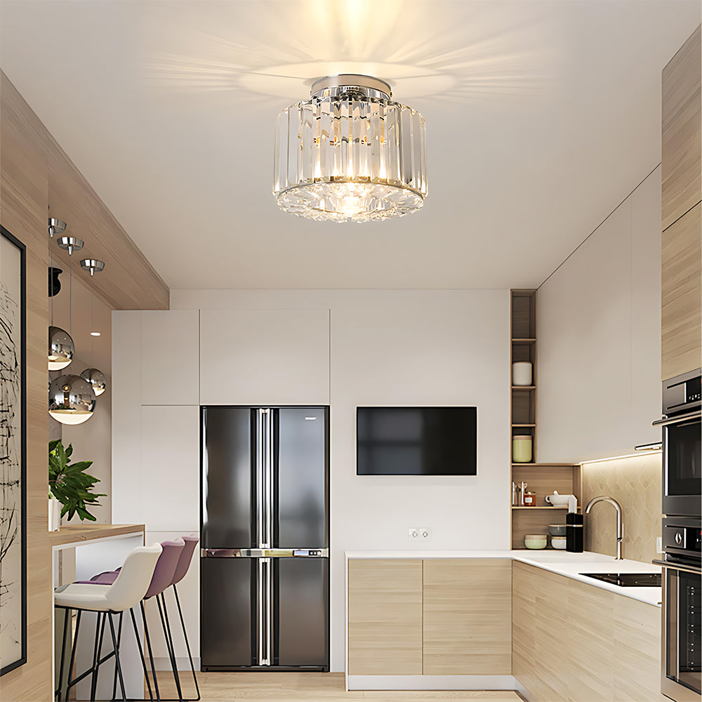 Modern Crystals Semi Flush Mount Ceiling Light for Hallway