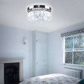 Circular Crystal Stainless Steel LED Flush Ceiling Light for Hallway