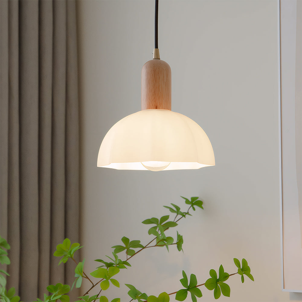 Retro Creative Glass Shade Pendant Light For Bedroom