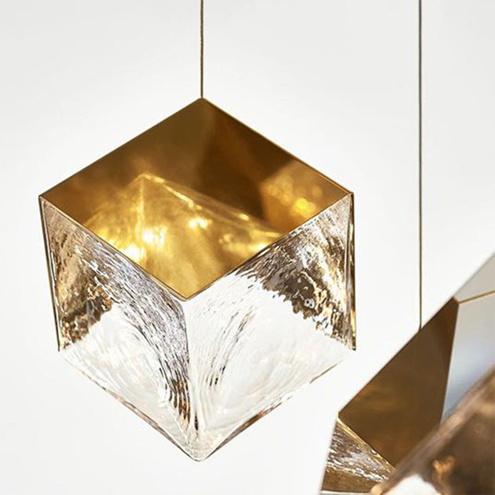 Luxury Lobby LED Cube Irregular Crystal Pendant Light