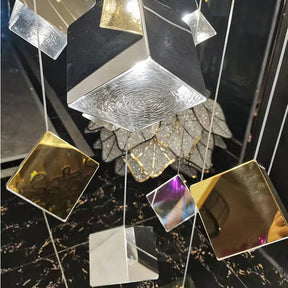 Luxury Lobby LED Cube Irregular Crystal Pendant Light