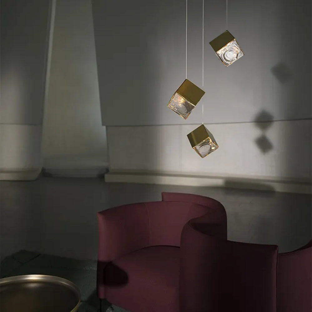 Luxury Lobby LED Cube Irregular Crystal Pendant Light