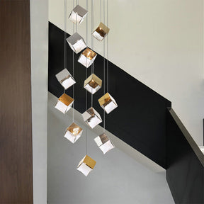 Luxury Lobby LED Cube Irregular Crystal Pendant Light