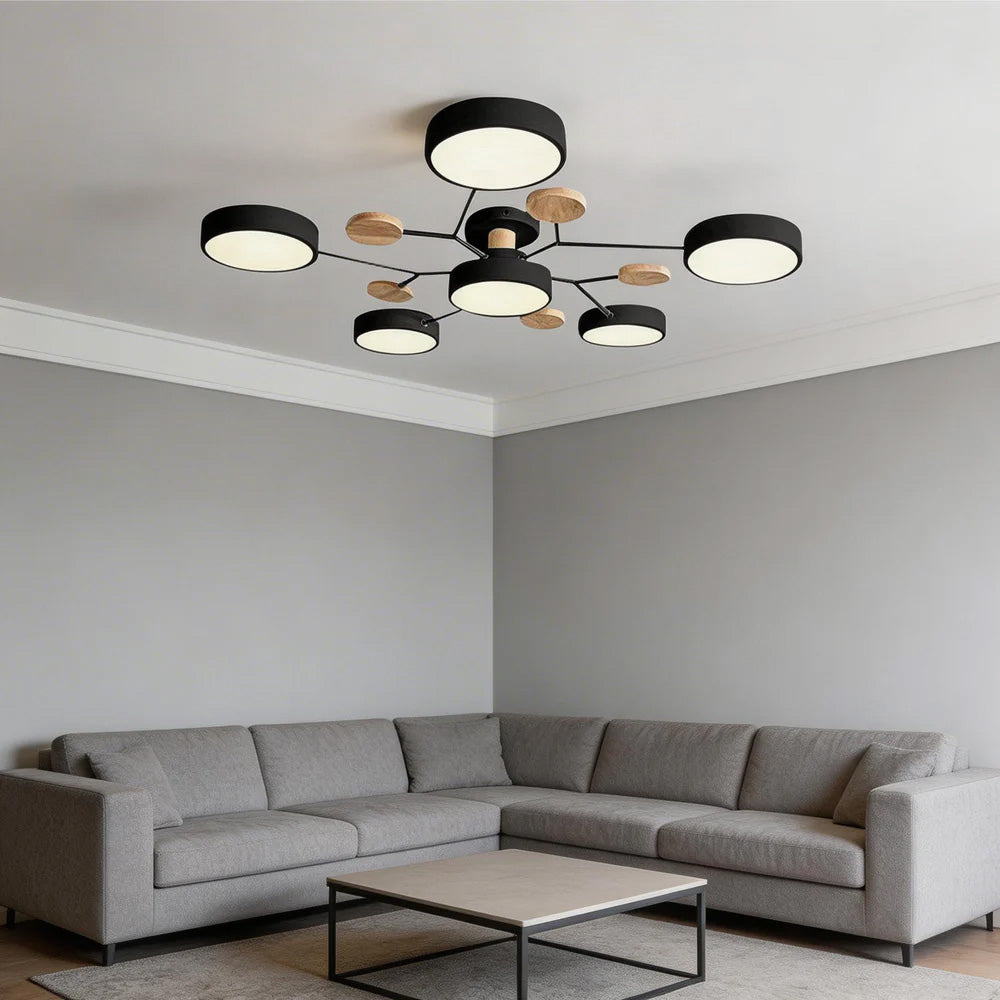 Contemporary Modern Round Black Semi Flush Ceiling Lights