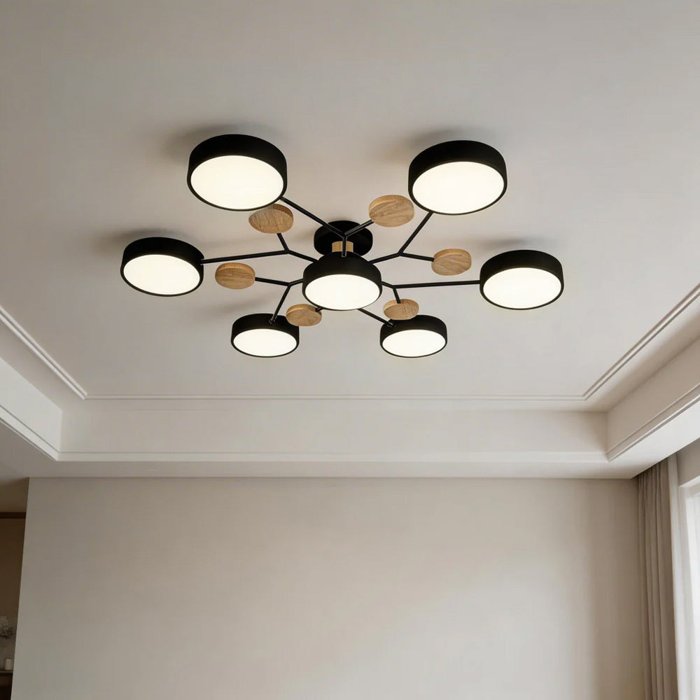 Contemporary Modern Round Black Semi Flush Ceiling Lights
