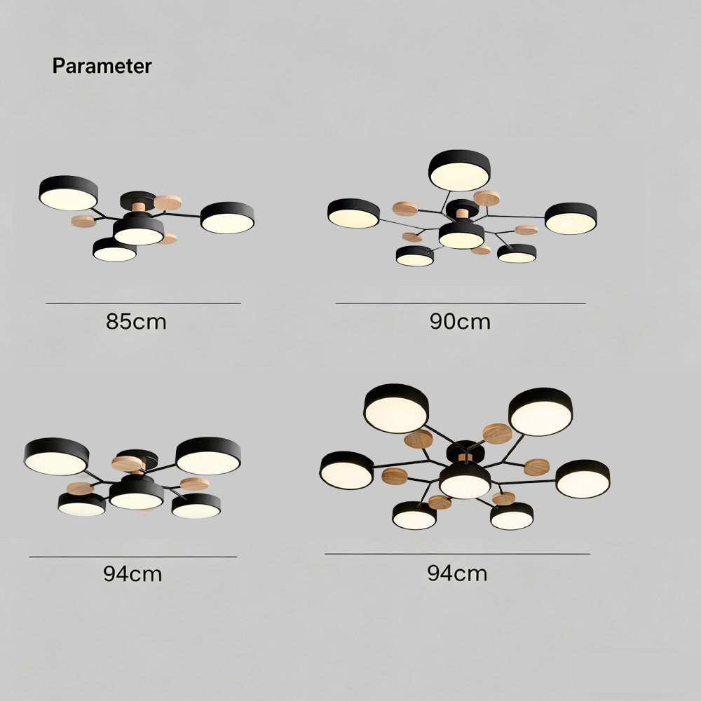Contemporary Modern Round Black Semi Flush Ceiling Lights