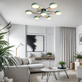 Contemporary Round Iron LED Semi-Flush Chandelier