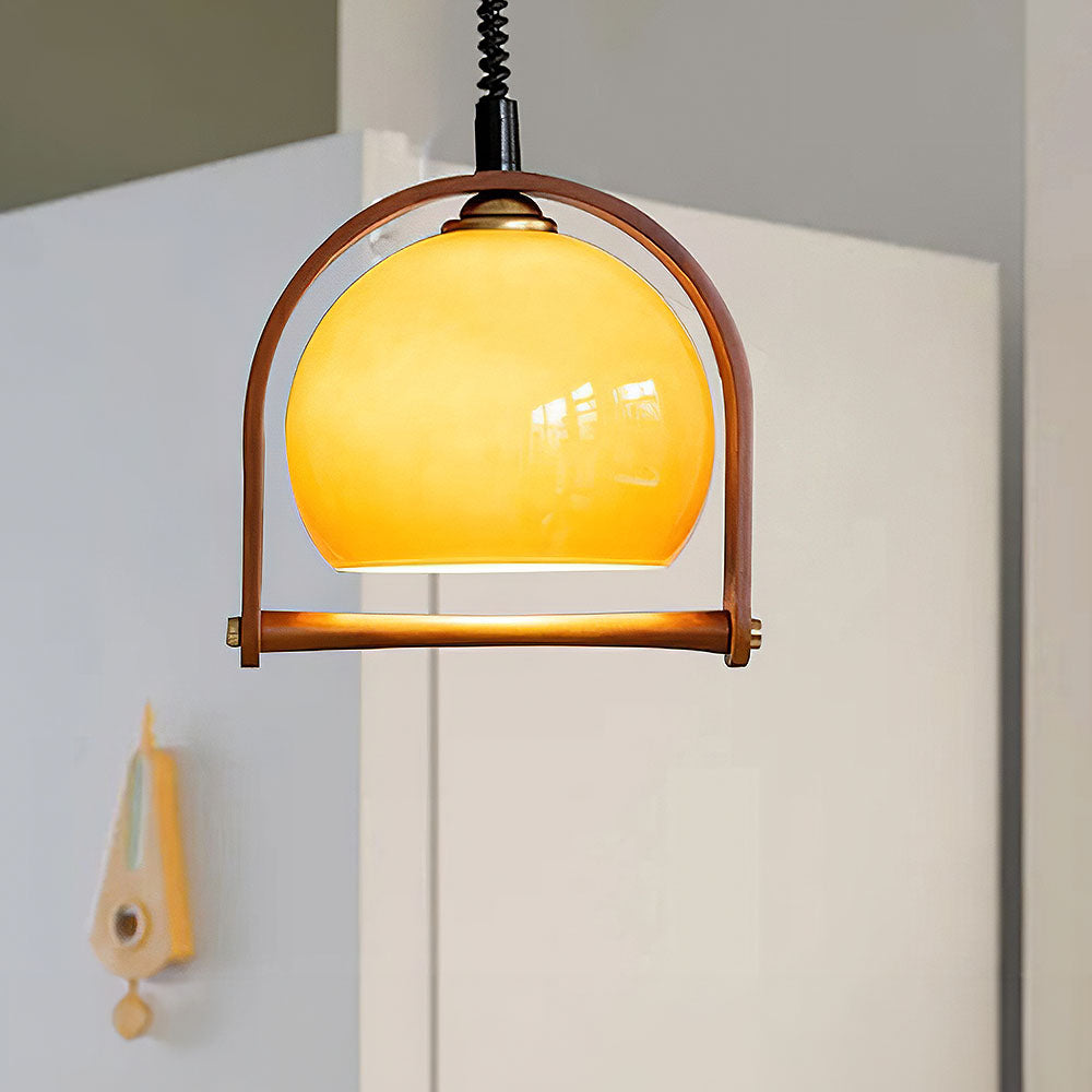 Vintage Bauhaus Orange Wood Pendant Lights -Lampsmodern-UK