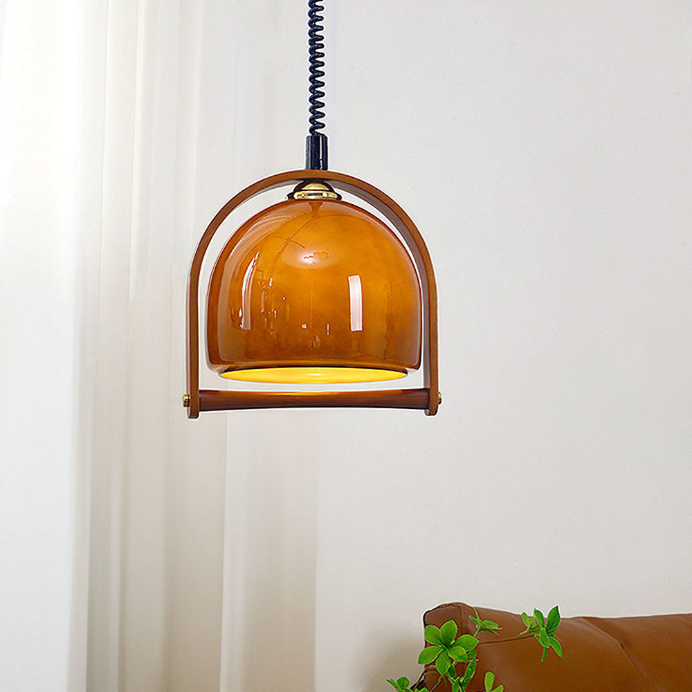 Vintage Bauhaus Orange Wood Pendant Lights -Lampsmodern-UK