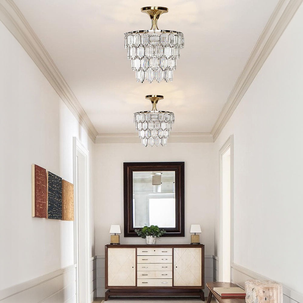 Luxurious Crystal Semi-Flush Mount Entryway Ceiling Lighting