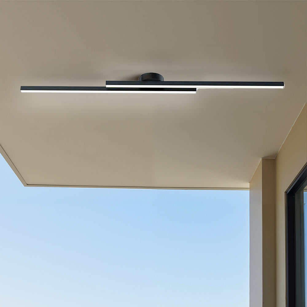Modern Aluminum Long Strip Semi Flush Mount LED Ceiling Light For Living Room