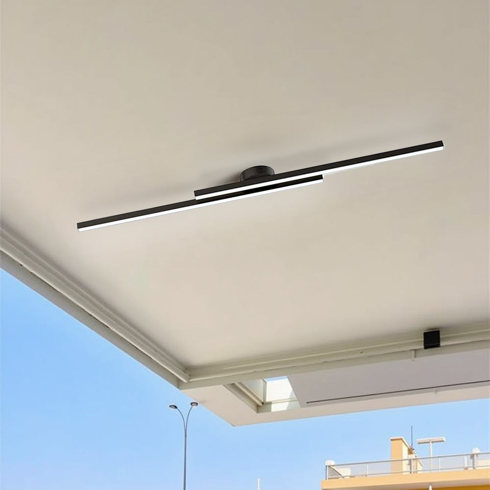 Modern Aluminum Long Strip Semi Flush Mount LED Ceiling Light For Living Room