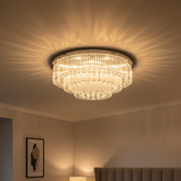 Modern Round Chrome Crystal LED Flush Ceiling Lights