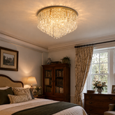 Luxury Crystal Ceiling Light Stainless Steel Flush Mount for Porch
