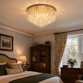 Luxury Crystal Ceiling Light Stainless Steel Flush Mount for Porch