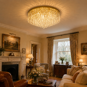Luxury Crystal Ceiling Light Stainless Steel Flush Mount for Porch