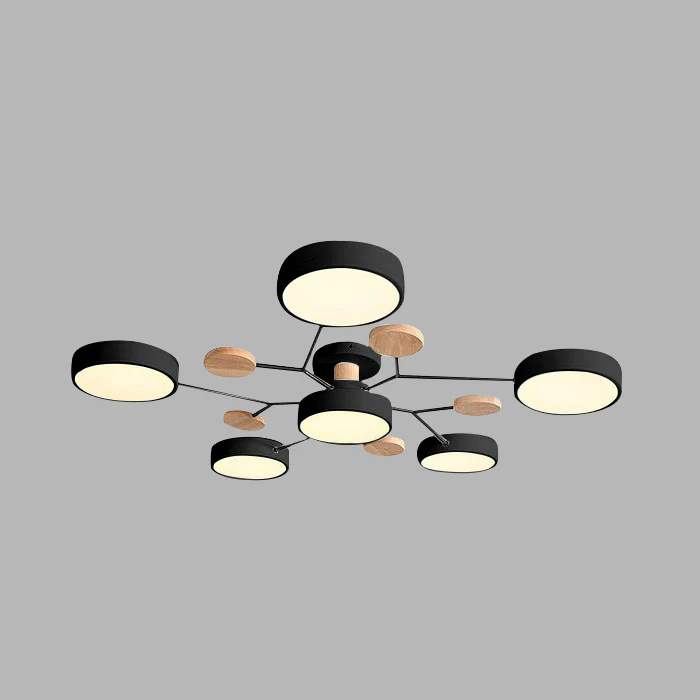 Contemporary Round Iron LED Semi-Flush Chandelier