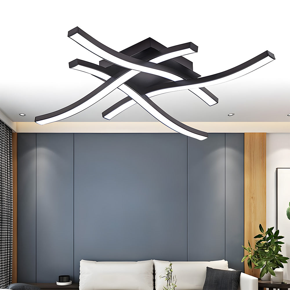 Elegant Curved Black LED Living Room Ceiling Lights