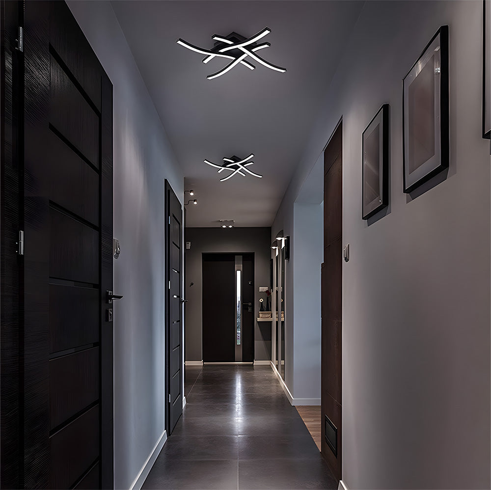 Elegant Curved Black LED Living Room Ceiling Lights