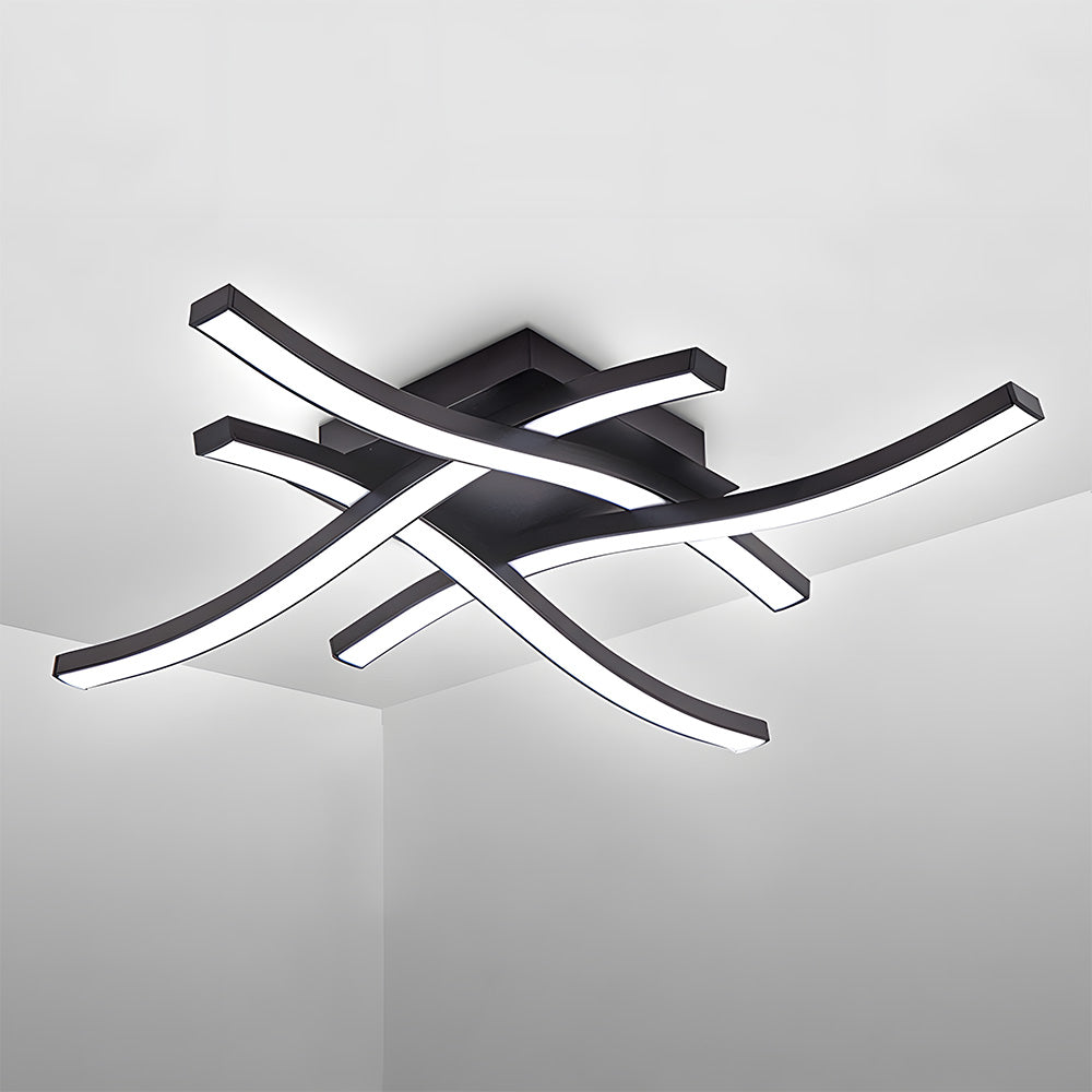 Elegant Curved Black LED Living Room Ceiling Lights