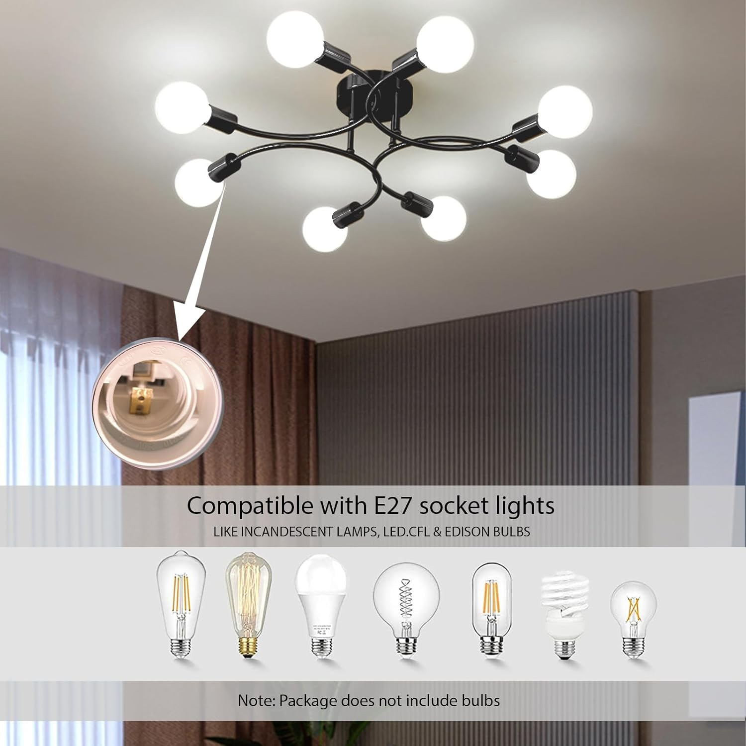 Creative Multi-Bulb Golden Bedroom Ceiling Light