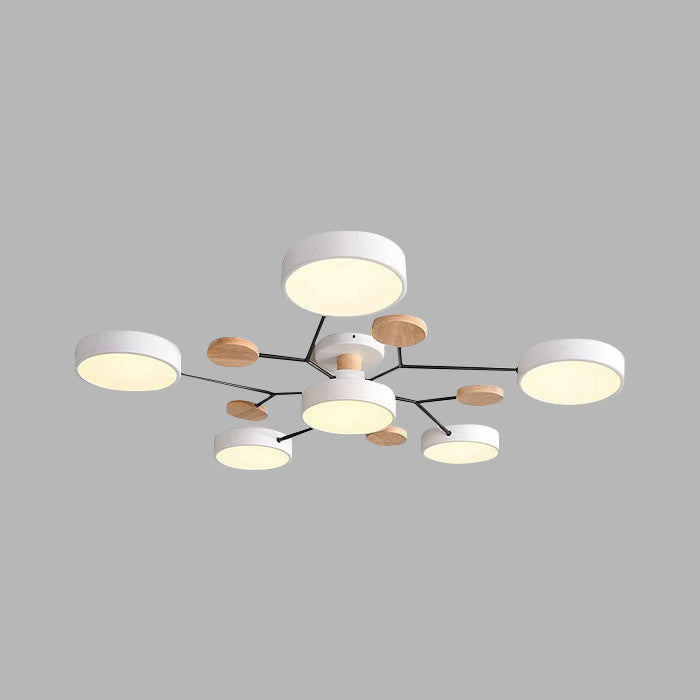 Contemporary Round Iron LED Semi-Flush Chandelier