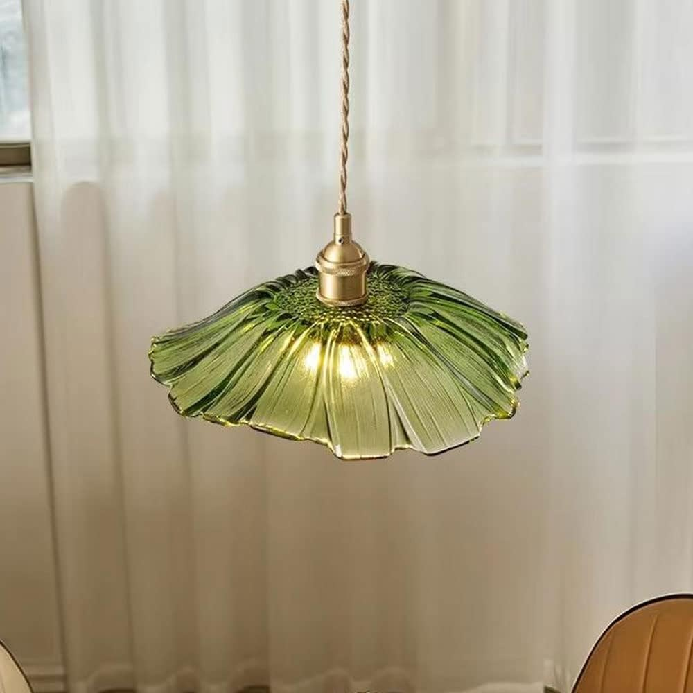 Retro Flower Shape Glass Pendant Light For Dining Room