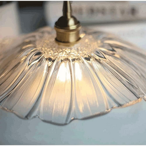 Retro Flower Shape Glass Pendant Light For Dining Room