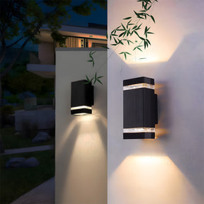 Contemporary IP65 Black Vertical Acrylic Outdoor Wall Lights for Garden Entryway