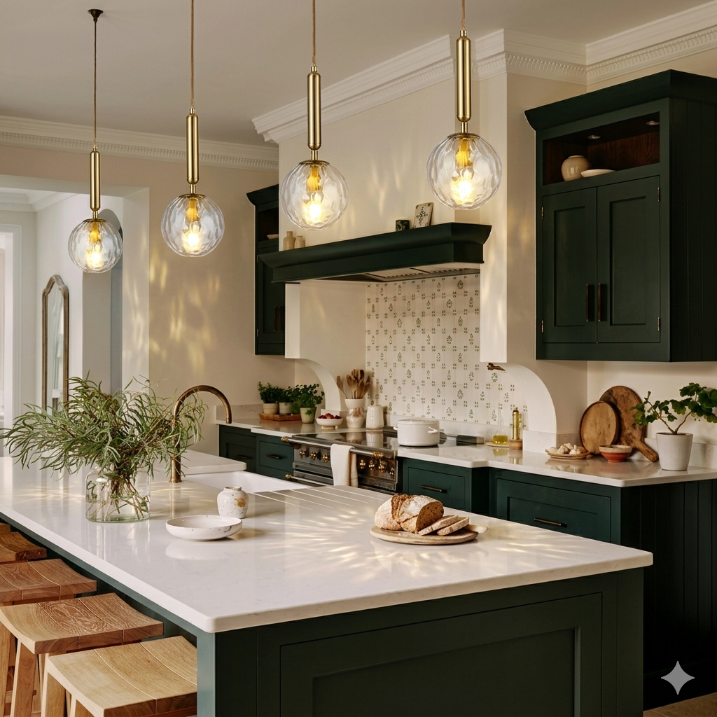 Modern Glass Pendant Light, Kitchen Dining Room Hanging Lampshade