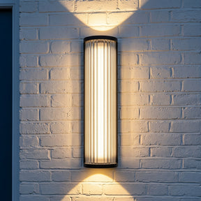 Atlas Fluted Glass Up and Down Outdoor Wall Light