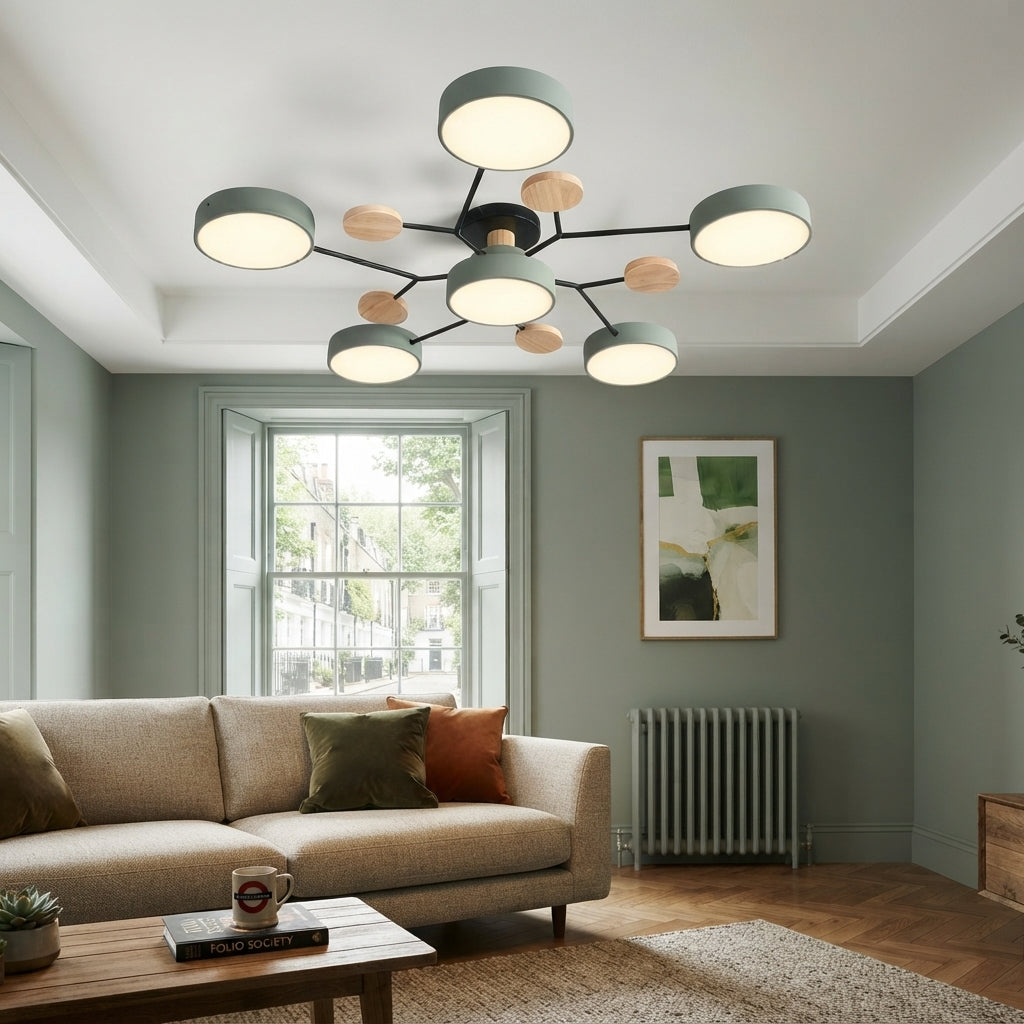 Aria Nordic Wood Flush Mount Ceiling Light