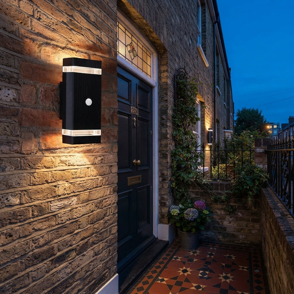 Modern Black PIR Sensor Outdoor Wall Light