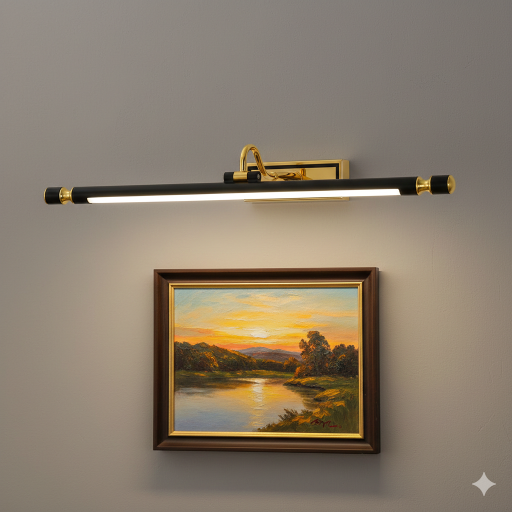 Vintage Black Metal Mirror Bathroom Wall Light, Picture Light