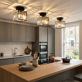 Luna Crystal Square Semi Flush Ceiling Light